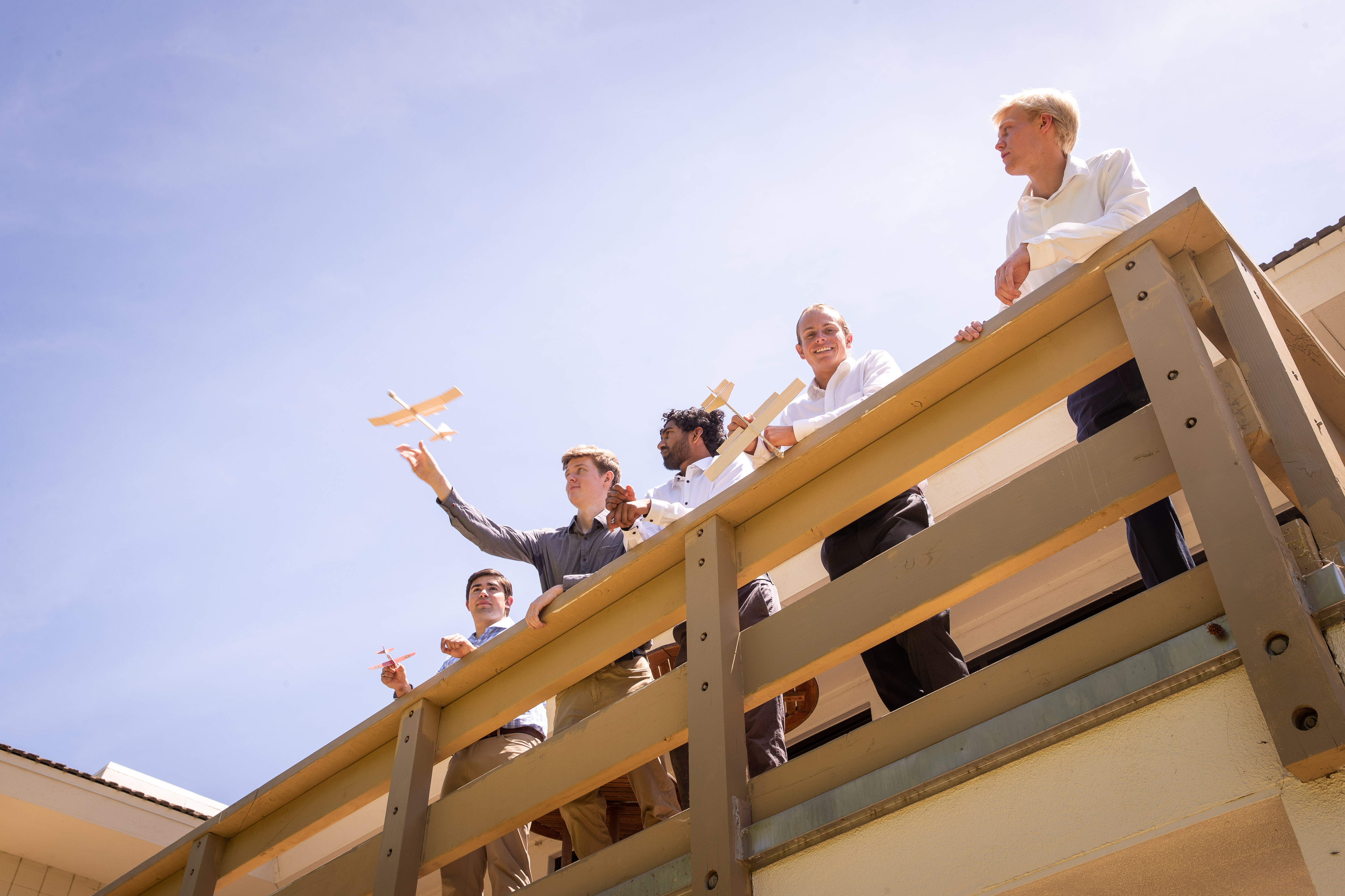 engineering students flying airplanes