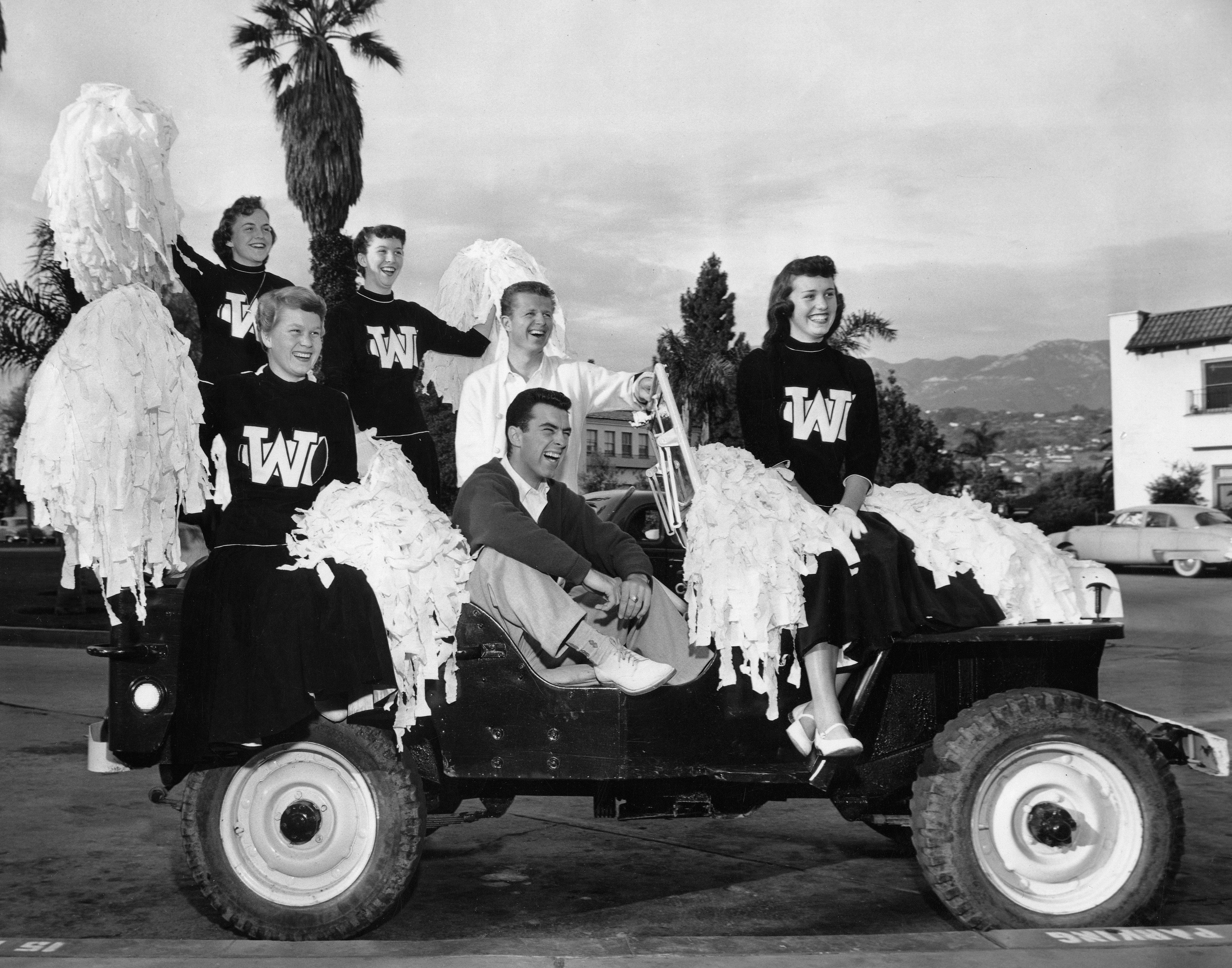 Westmont Students in a car from 1956