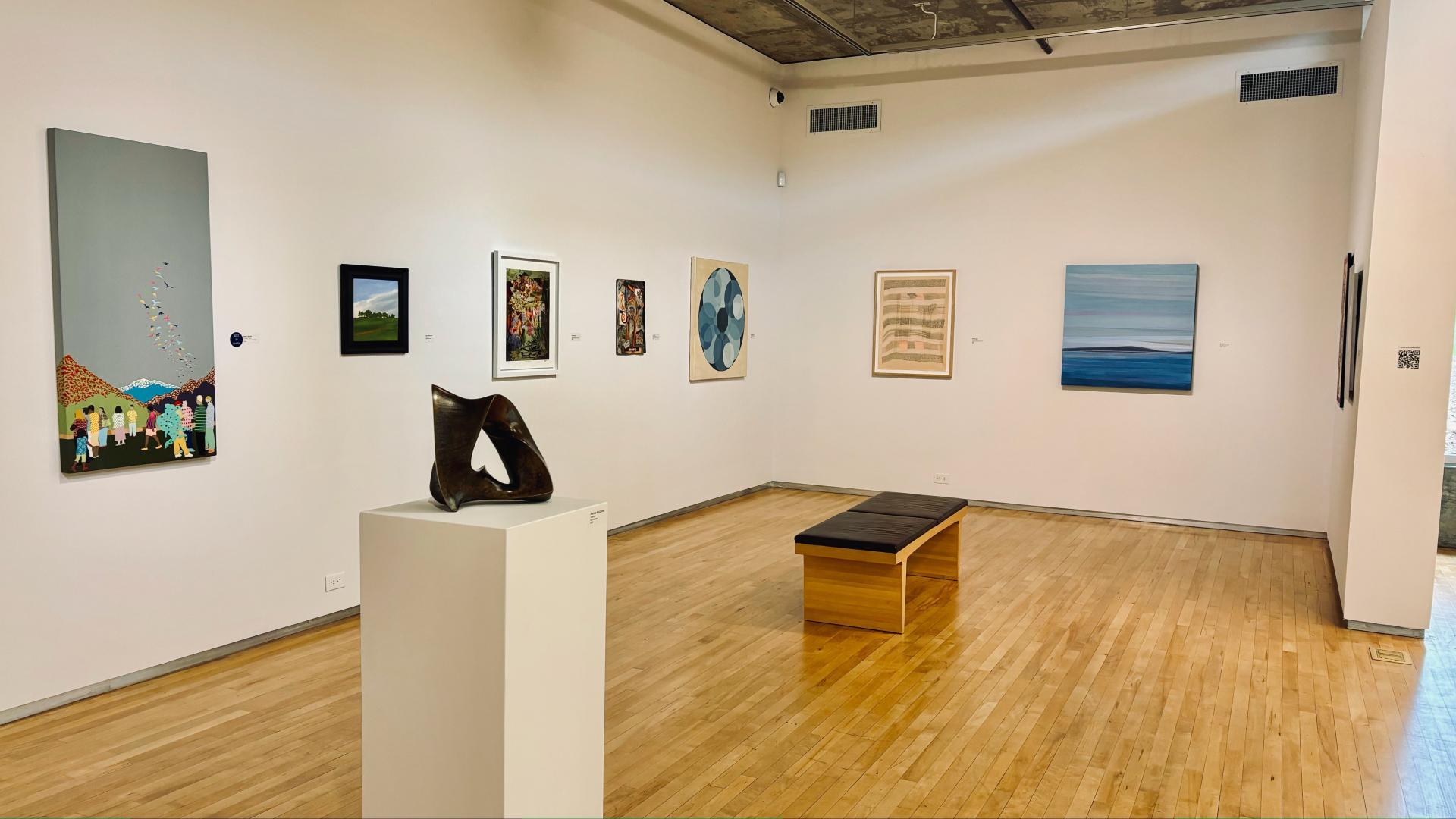 Image of gallery with artworks.
