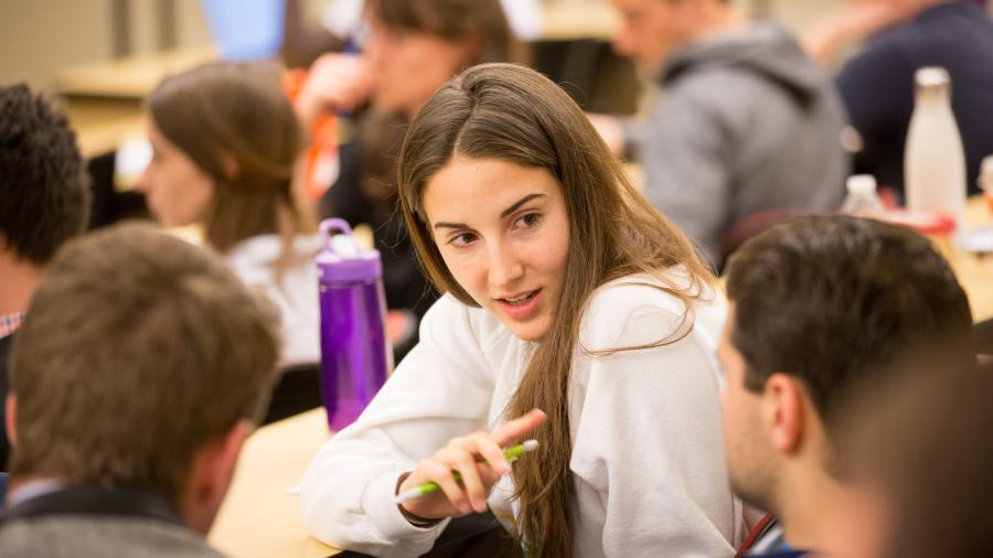 Students discussing in class